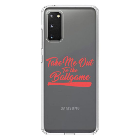 DistinctInk Clear Shockproof Hybrid Case for Galaxy S20 PLUS / 5G (6.7" Screen) - TPU Bumper Acrylic Back Tempered Glass Screen Protector - Take Me Out to the Ballgame Baseball