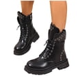 thumbnail image 4 of DeHolifer Women Ankle Boots Lace Up Round Toe Comfotable Lug Sole Party Casual Motorcycle Booties, 4 of 8
