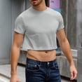 thumbnail image 2 of FOPSUFGWFO Mens Crop Tops Basic Casual Short Sleeve T-Shirts Crew Neck Daily Wear Loose Fit Fashion Blouses For Male Party Night Out Gray XL, 2 of 5