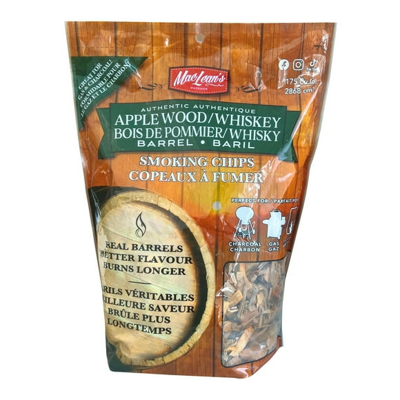 Chips de fumage BBQ au bois de pommier et au whisky MacLean's Sac de 175 pouces cubes