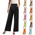 thumbnail image 5 of EDFBUYKRS Female Women Pants Casual Women's Pants Plus Size Casual Omen's Wide Leg Pants Work Business Casual Loose High Waisted Dress Palazzo Flowy Trousers Xxl, 5 of 7
