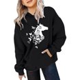 thumbnail image 2 of CAIXIA Girls Clothes Size 7,Kids Horse Print Long Sleeve Hoodies,8-9 Years,Black, 2 of 3