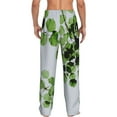 thumbnail image 3 of Goofa Watercolor Green Leaves Printed Soft Pajama Pants for Men, Wide Leg Comfy Casual Lounge Yoga Pants-XX-Large, 3 of 9
