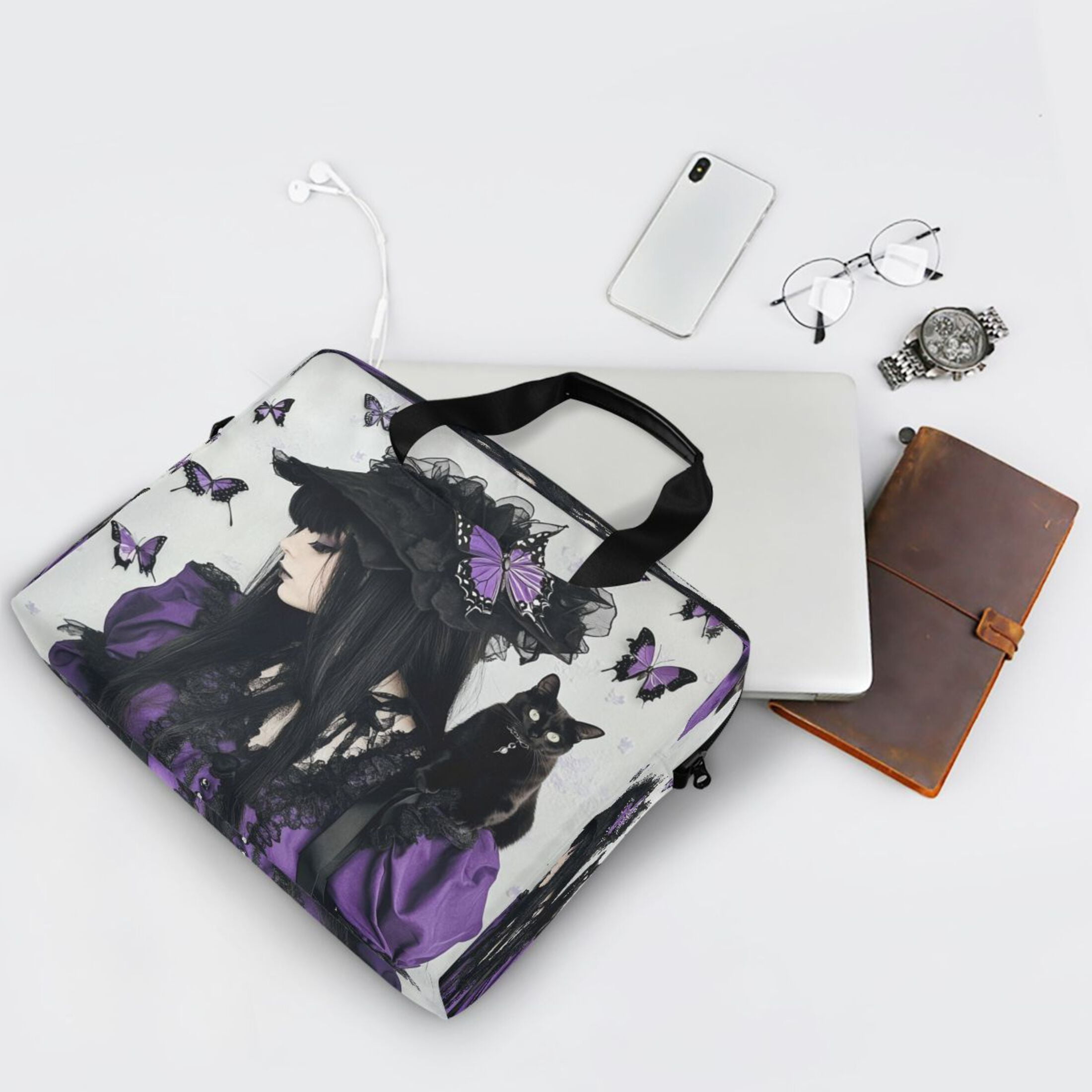 16" Laptop Tote Bag Laptop Sleeve Case Computer Briefcase for Work & Travel Beauty in A Purple and Black Suit