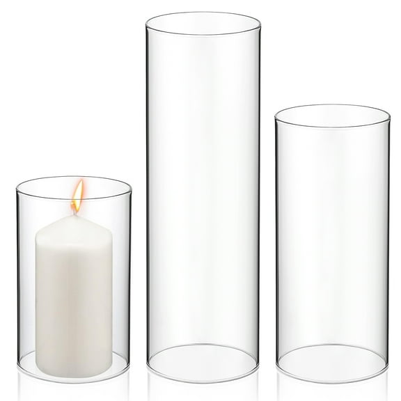 3 Pcs Light Fixtures Clear Candle Holders Glass Open Ended Candleholder Tube Shades Transparent Candlestick