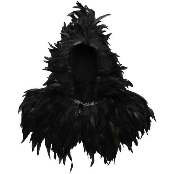 Feather Cape, Black Gothic Shoulder Wrap, 33.85x31.5inch