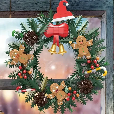 Remocguys Christmas Wreath Building Set, Compatible with Lego Gingerbread House Collectible Home Office Decor for Adults Boys 1159PCS