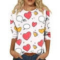 thumbnail image 3 of Lumtrix Womens 3/4 Sleeve Crew Neck T-Shirts Valentina's Day Spring Shirts Love Heart Graphic Tee Tops Loose Fit Tunic Light pink M, 3 of 7