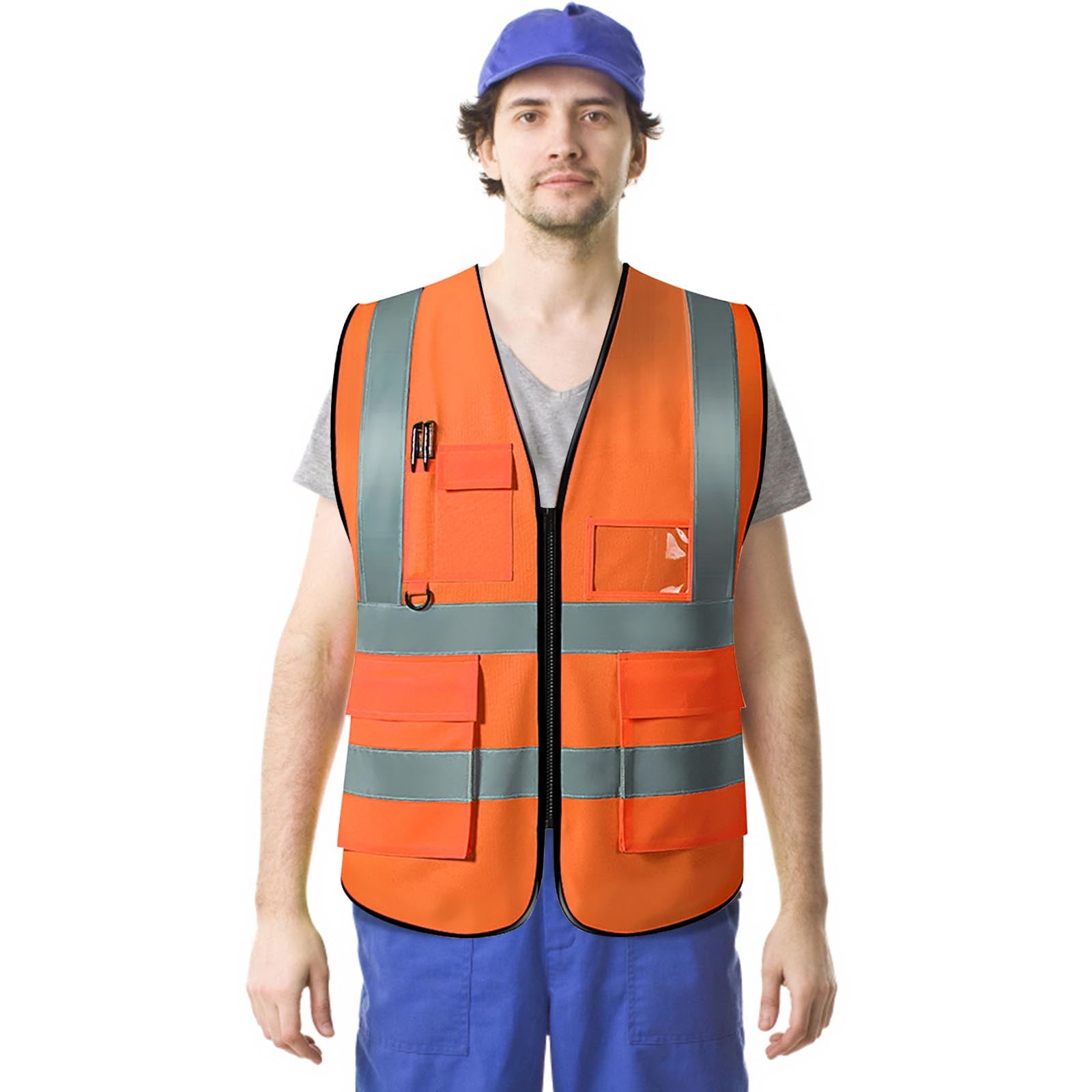 Fankiway Gilet de Sécurité pour Hommes, Vêtements de Travail Haute - Main Image