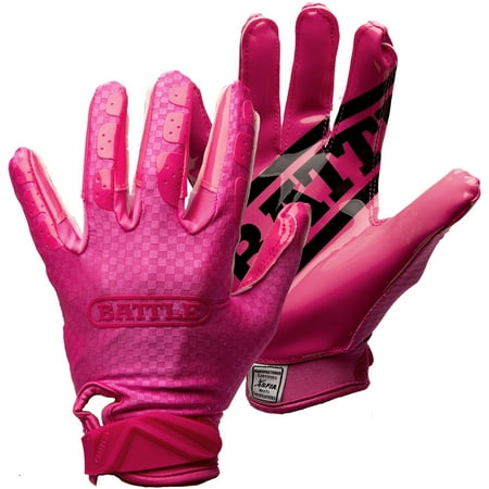 Battle Sports Adult TripleThreat UltraTack Football Gloves - Large - Pink