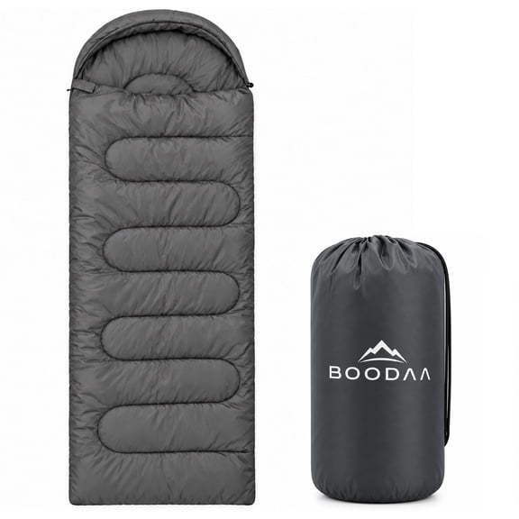BOODAA 3-Season Envelope Sleeping Bag for Adults, Lightweight Water-Repellent, 86 x 31.5 in, Fits Up to 6 ft, Single, Camping Hiking Backpacking Travel