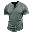 thumbnail image 2 of Camisetas de Corta para Hombre, Camisetas Informales de Algodón Estilo Henley, Camisetas Básicas de Verano Verde S, 2 of 6