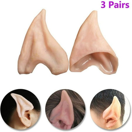 Latex Fairy Pixie Elf Fake Ears [3 Pairs],iClover Cosplay Accessories Halloween Party Soft Pointed Prosthetic Tips Ear
