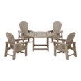 thumbnail image 2 of WestinTrends Malibu Kids 5-Piece HDPE Outdoor Patio Round Dining Table and Chairs Set, Weathered Wood, 2 of 15