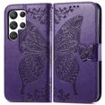 thumbnail image 6 of Allytech Samsung Galaxy S23 Ultra Flip Wallet Case, Luxury PU Leather [Butterfly & Flower Embossed] Magnetic Clasp Stand Case Built-in Card Slots & Cash Pocket, Shockproof Wrist Strap Case, Purple, 6 of 6