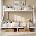 thumbnail image 4 of Kdymod Twin XL over Queen Metal Bunk Bed with Stairs & Storage, Heavy Duty Queen Bed Frame for Adults & Teens, No Box Spring Needed, White, 4 of 10