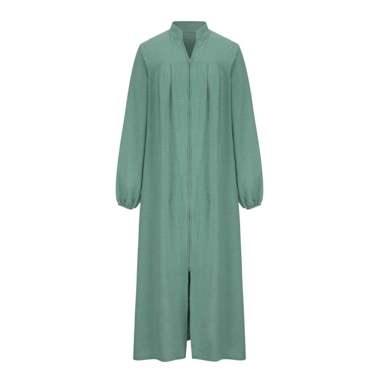 Womens Abaya Muslim Long Sleeve Front Zipper Dress Prayer Islamic Clothes with Pockets