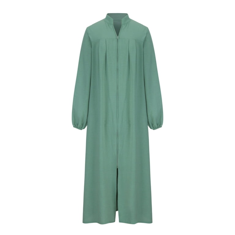 Ashirexll Long Sleeve Maxi Dress, Solid Color Plus Size Fashionable Stand  Up Collar Zipper Insert Pocket Temperament Loose Casual Dress Green 4XL -  Walmart.com