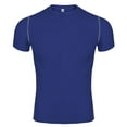 thumbnail image 2 of Toptie Men's Compression Base Layer, Short Sleeve Sports Top, Athletic Workout T-Shirt-Blue-XXL, 2 of 8