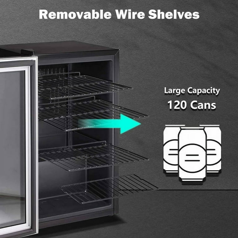 KISSAIR 3.2 Cu.ft Beverage Refrigerator Cooler 120 Can Mini