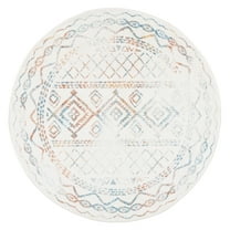 SAFAVIEH Tulum Ronald Oriental Area Rug, Ivory/Turquoise, 5' x 5' Round