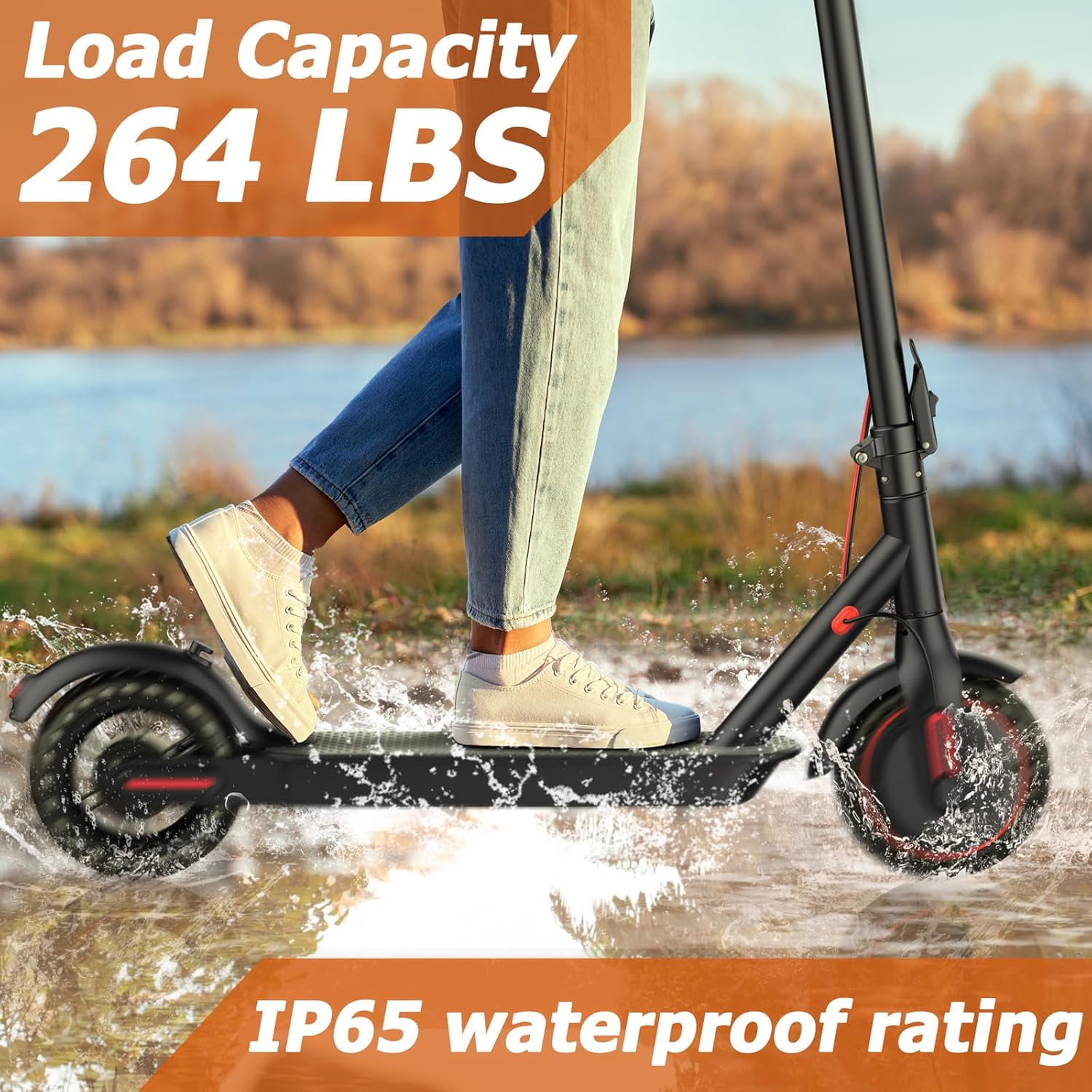 PORORO THES10 Electric Scooters for Adults, Max 19 Miles Range, with 8.5" Tires, 350W, 16MPH, Black