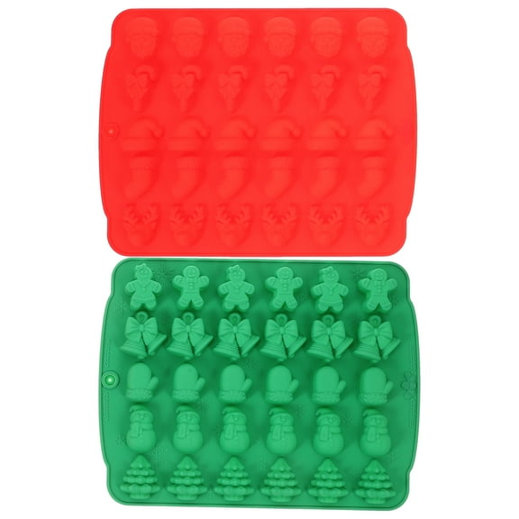 OUNONA Set of 2 Silicone Chocolate Candy Molds, Christmas Holiday Themed Silicone Mold for Baking and Kitchen Use