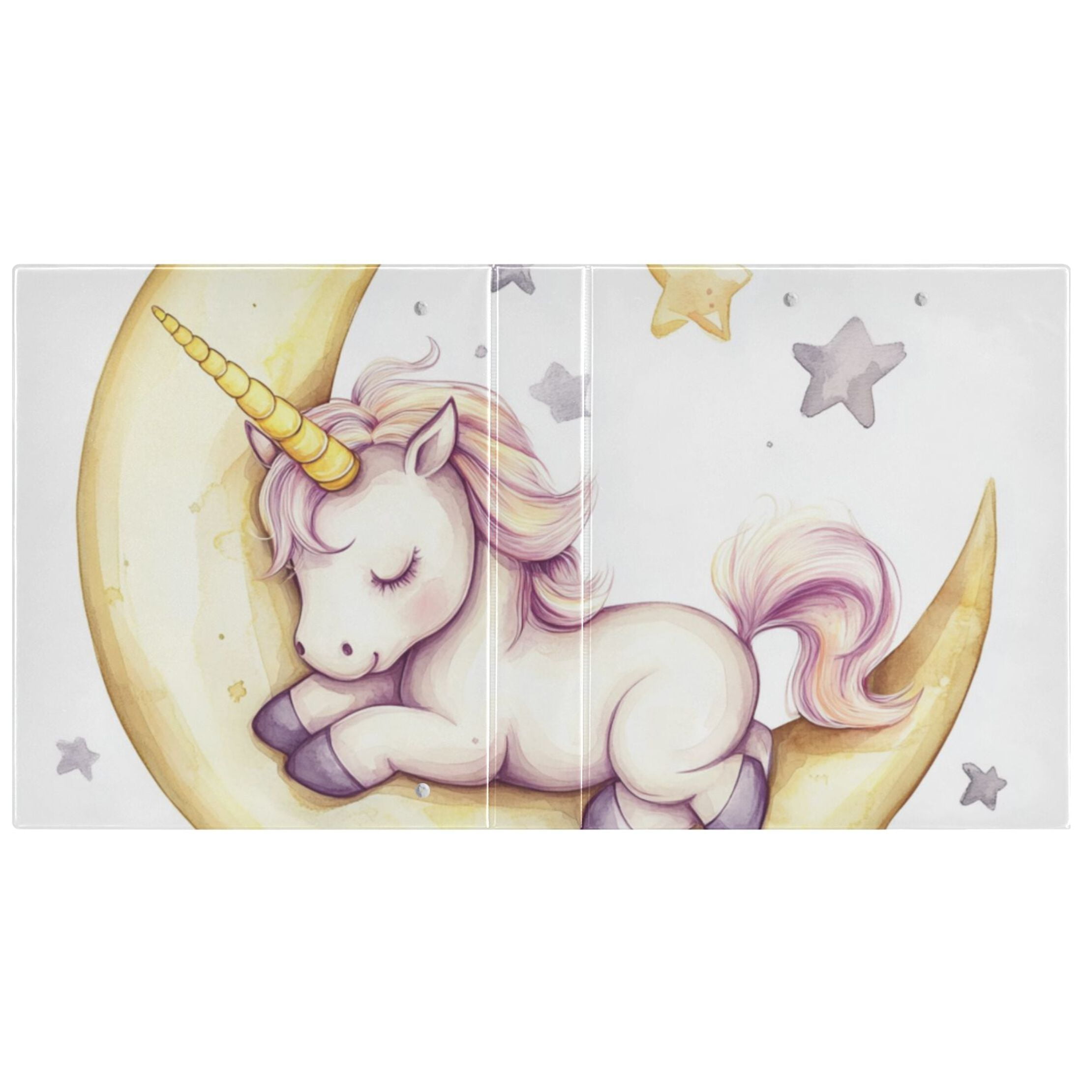 Moon Sleep Unicorn 3 Ring Binders 1.5 inch Hardcover File Folders with Interior Pockets A4 Size Organizer for School Office Hospital