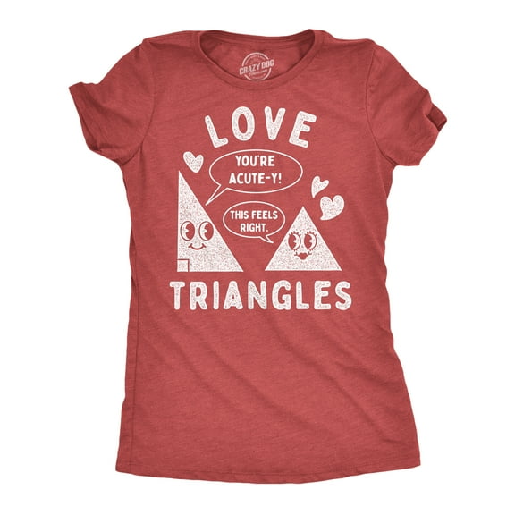 Womens Funny T Shirts Love Triangles Sarcastic Valentines Day Graphic Novelty Tee for Ladies Womens Graphic Tees