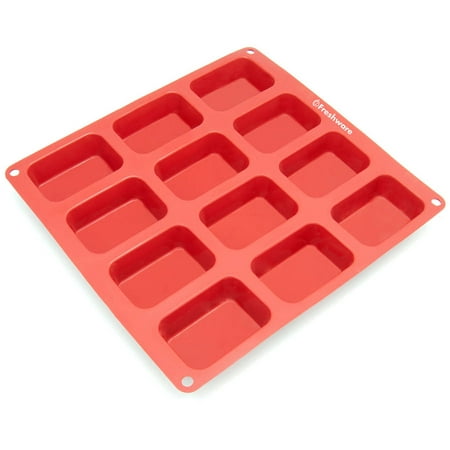 Freshware 12-Cavity Petite Loaf Silicone Mold for Muffin, Soap, Cake, Brownie, Cornbread, Cheesecake and Pudding, (Best Cake Pop Mold)