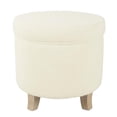 thumbnail image 2 of HomePop Round Transitional Faux Sheepskin Fabric Storage Ottoman in Cream, 2 of 10
