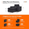 thumbnail image 2 of Sillón Individual Seccional Adapti Modular Moderno Reposabrazo Ancho + Otomano Gris Carbón, 2 of 9