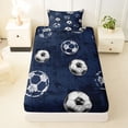 thumbnail image 3 of Castle Fairy Soccer Ball Print Twin Sheets 3pcs, Sport Theme Bedding, Navy Blue White,1 Fitted Sheet, 1 Flat Sheet and 1 Pillowcase, 3 of 6