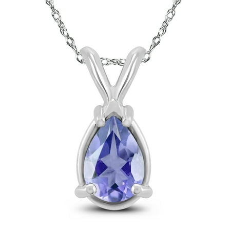 SZUL Women's 14K White Gold 5x3MM Pear Tanzanite Pendant