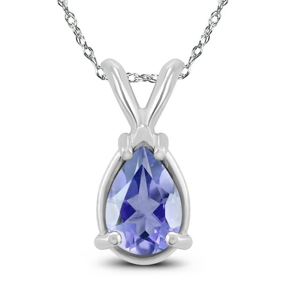 SZUL Women's 14K White Gold 5x3MM Pear Tanzanite Pendant