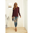 thumbnail image 5 of JWD Long Sleeve Shirts for Women V Neck Casual Tunic Tops Lightweight Pullover Wine Red-Large, 5 of 6