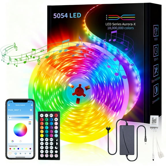 Smart LED Strip Lights 16.4 Feet, Music Sync Color Changing Lights with App & Remote Control, LED Lights for Bedroom, TV, Party Decor, Gaming Room Setup,Muzpu (Multi-Color)