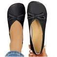thumbnail image 2 of Miluxas Women’s Ballet Flat Shoes Dress Shoes Solid Color Round Toe Bow Slip on Ballerina Flats for Woman Low Wedge Comfort Soft Black 6(37), 2 of 9