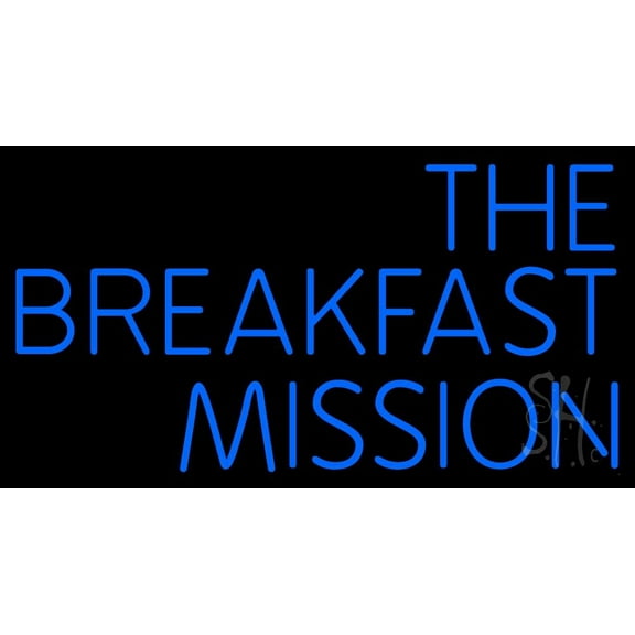 The Breakfast Mission LED Neon Sign 20 x 37 - inches, Black Square Cut Acrylic Backing, with Dimmer - Bright and Premium built indoor LED Neon Sign for restaurant window and interior decor.