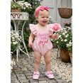 thumbnail image 6 of Cjfdfy Newborn Baby Girl Summer Clothes Baby Girls Mama's Little Bestie Daddy's Little Girl Outfit Ruffled Sleeveless Bow Embroidery Plaid Romper Headband Set, 6 of 9