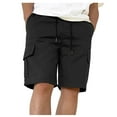 thumbnail image 2 of XUELUO Mens Shorts Summer Cargo Solid Color Elastic Waist Drawstring Casual Sports Shorts With Pockets Streetwear,Black,S, 2 of 9