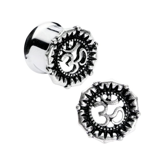 Body Candy 2Pc Steel 12mm Double Flare Tunnel Plug Yoga Ohm Ear Plug Gauges Set of 2 1/2"