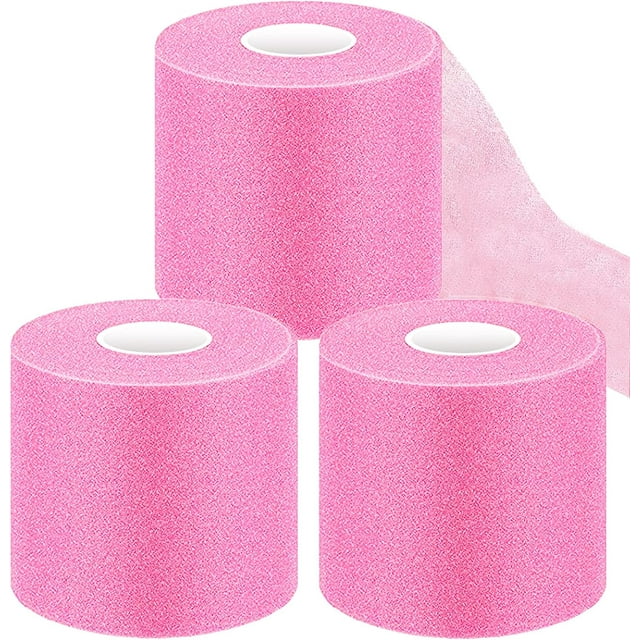 Pre Wrap Tape Athletic,3 Rolls Pink Prewrap Headbands for Hair,Foam