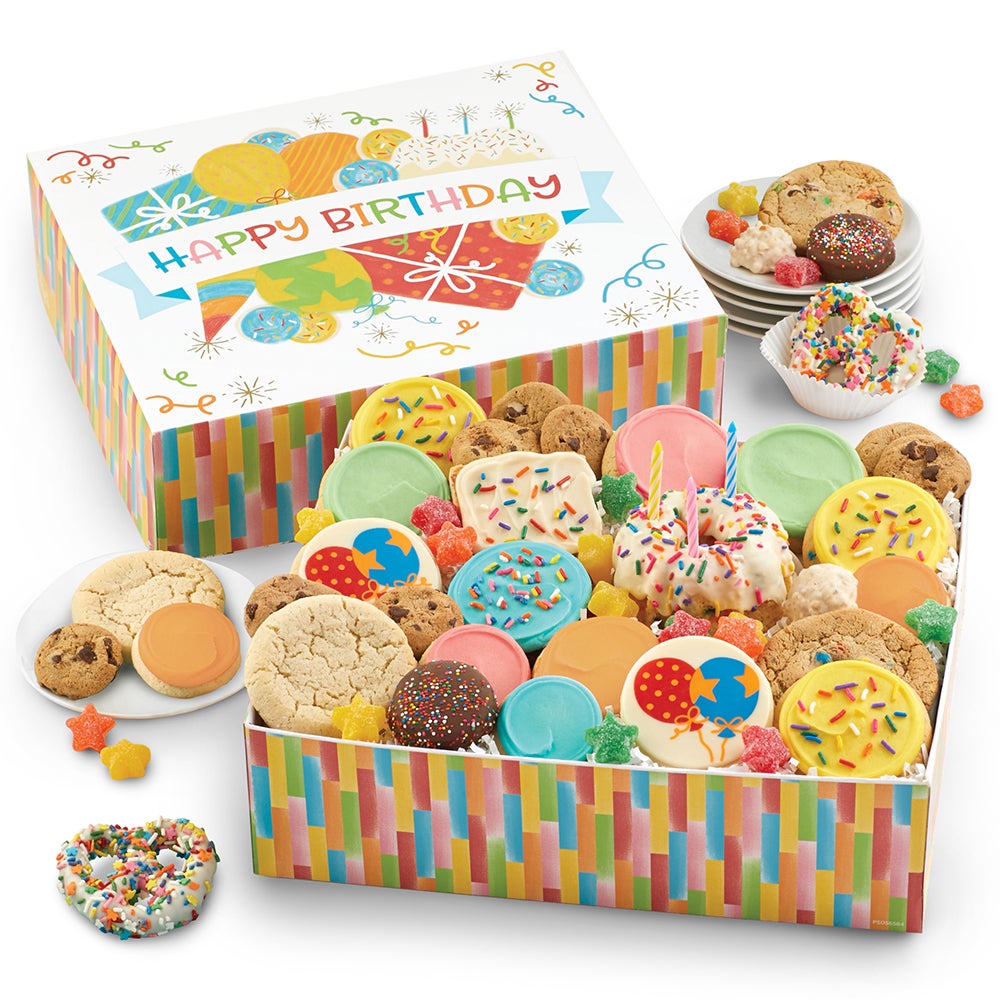 Cheryl's Cookies Birthday in a Box Cookie and Bakery Gift Set with Birthday Cake and candles (37