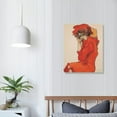 thumbnail image 3 of JEUXUS Wall Art - Kneeling Female In Orange-Red Dress Print - Prints - Poster - Cool Wall Decor for Home Diningroom, 3 of 4