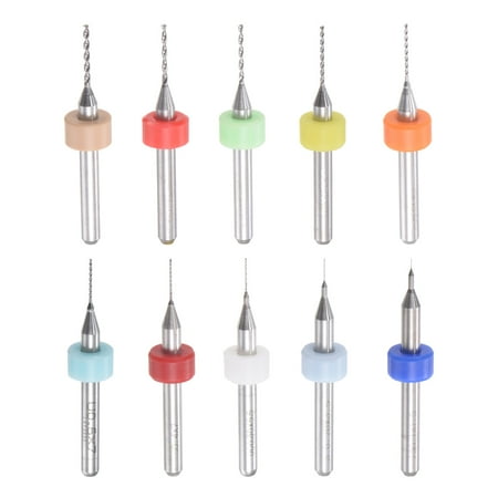 

Uxcell 1/8 Shank 0.1mm-1.0mm Tungsten Carbide CNC Engraving PCB Drill Bits Set 10 Pack