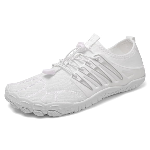 ChiVerve Hiking Barefoot Shoes for Women Men Breathable & Non-Slip Athletic Footwear Wide Toe Water Shoes, Designed for Walking & Running & Swimming | White, 4 Men
