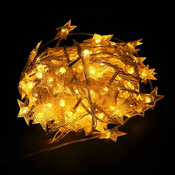 Cadena de luces LED para decoración de ventanas de bodas y festivales con forma de estrella de perla navideña