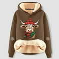 thumbnail image 2 of Women Christmas Outfit Adorable Cow Print Lined Hoodie Women Cozy Warm Long Sleeve Casual Fashion Sweatshirt For Winter Comfort Bronze M, 2 of 3
