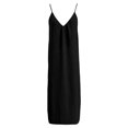 thumbnail image 5 of JIAYUE Women's Dress V Neck Stylish Spaghetti Strap Solid Color Linen Long Dresses Loose Fit Flowy Casual Sundress Sleeveless Vacation For Beach Holiday Daily Wear, 5 of 9